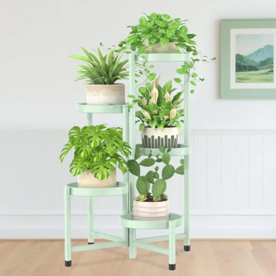 

Plant Stand Indoor Outdoor 5 Tier Corner Metal Flower Display Holder Shelf Easy Assembly Folding Tall Orchid Rack f