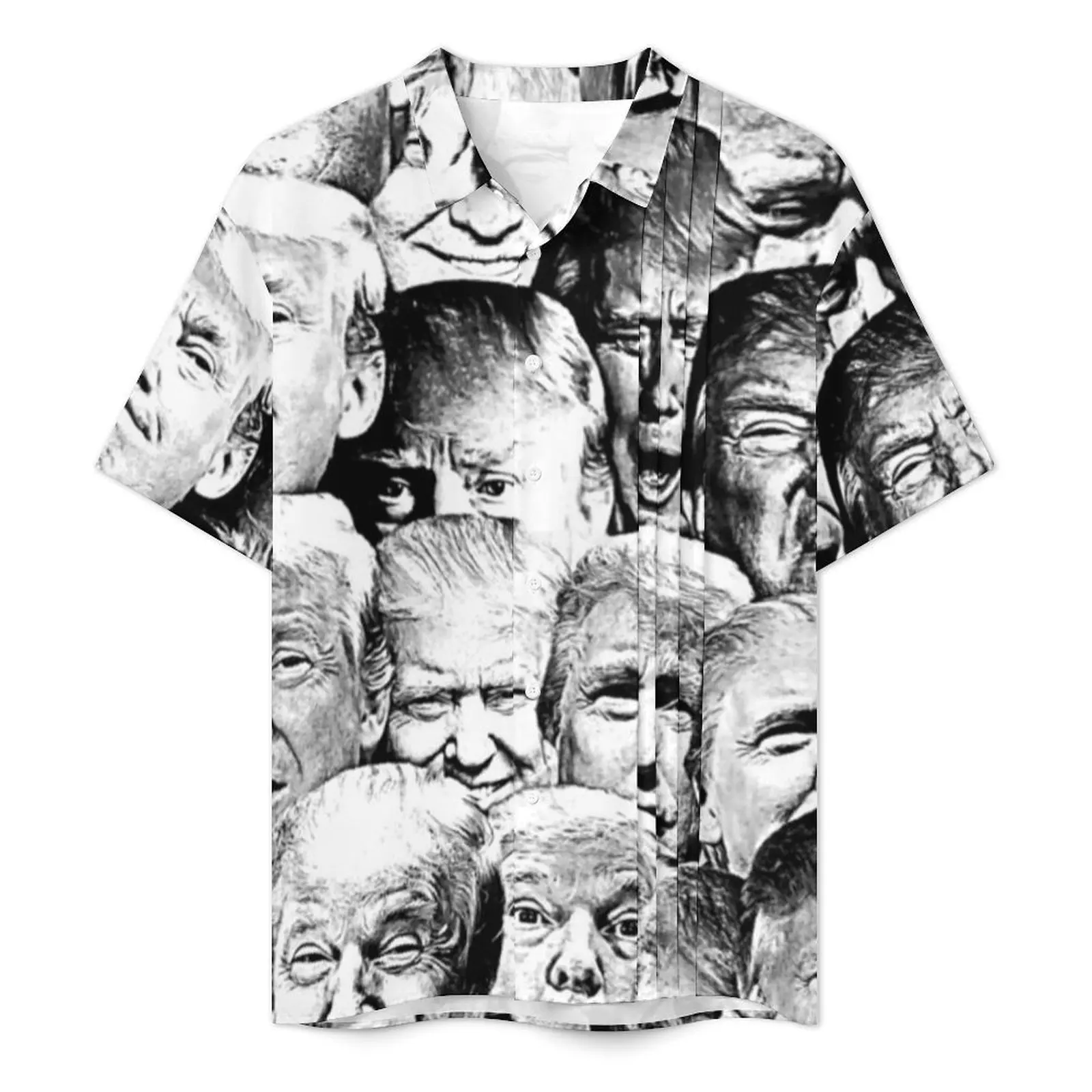 Hawaiian Shirt Beach Funny Meme Print Blouses Trump Collage Cool Casual Shirts Male Short Sleeve Y2K Fashion Oversize Clothing