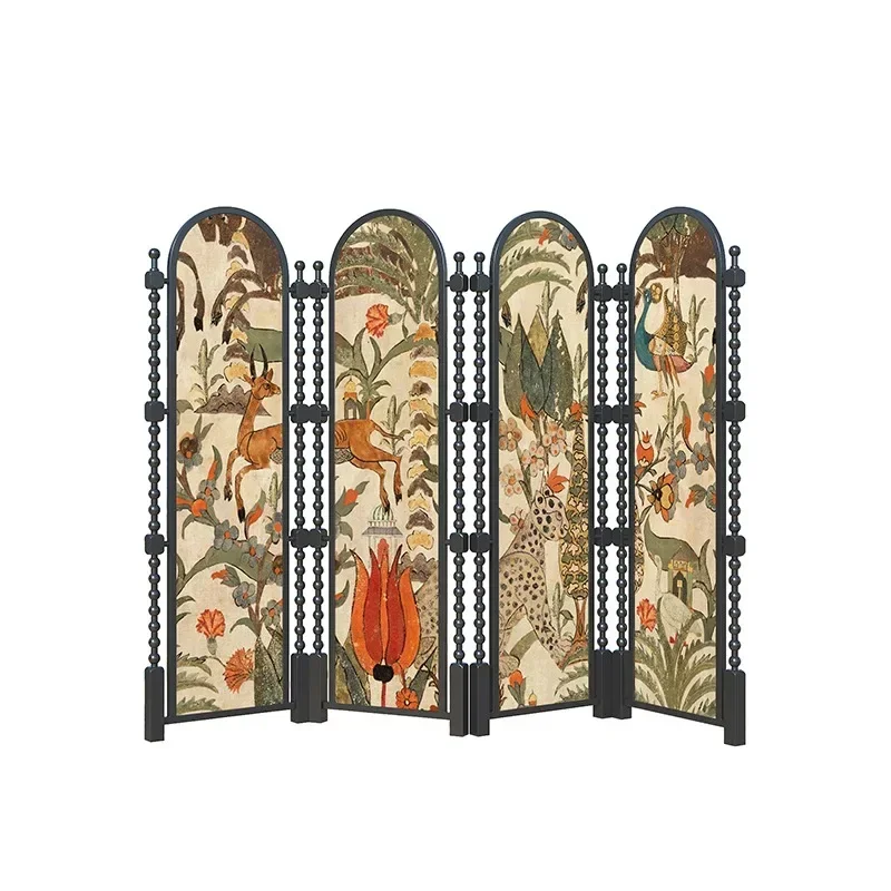 American Solid Wood Retro Screen Partition, Living Room Home Nanyang, Medieval Homestay Entry, Entrance Blocking Mobile Folding
