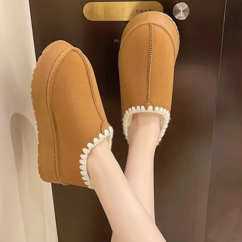 

Thick Soled Warm Cotton Shoes Women's Winter New Plush Warm and Comfortable Bag Heel Cotton Shoes Home Warm Female Boots