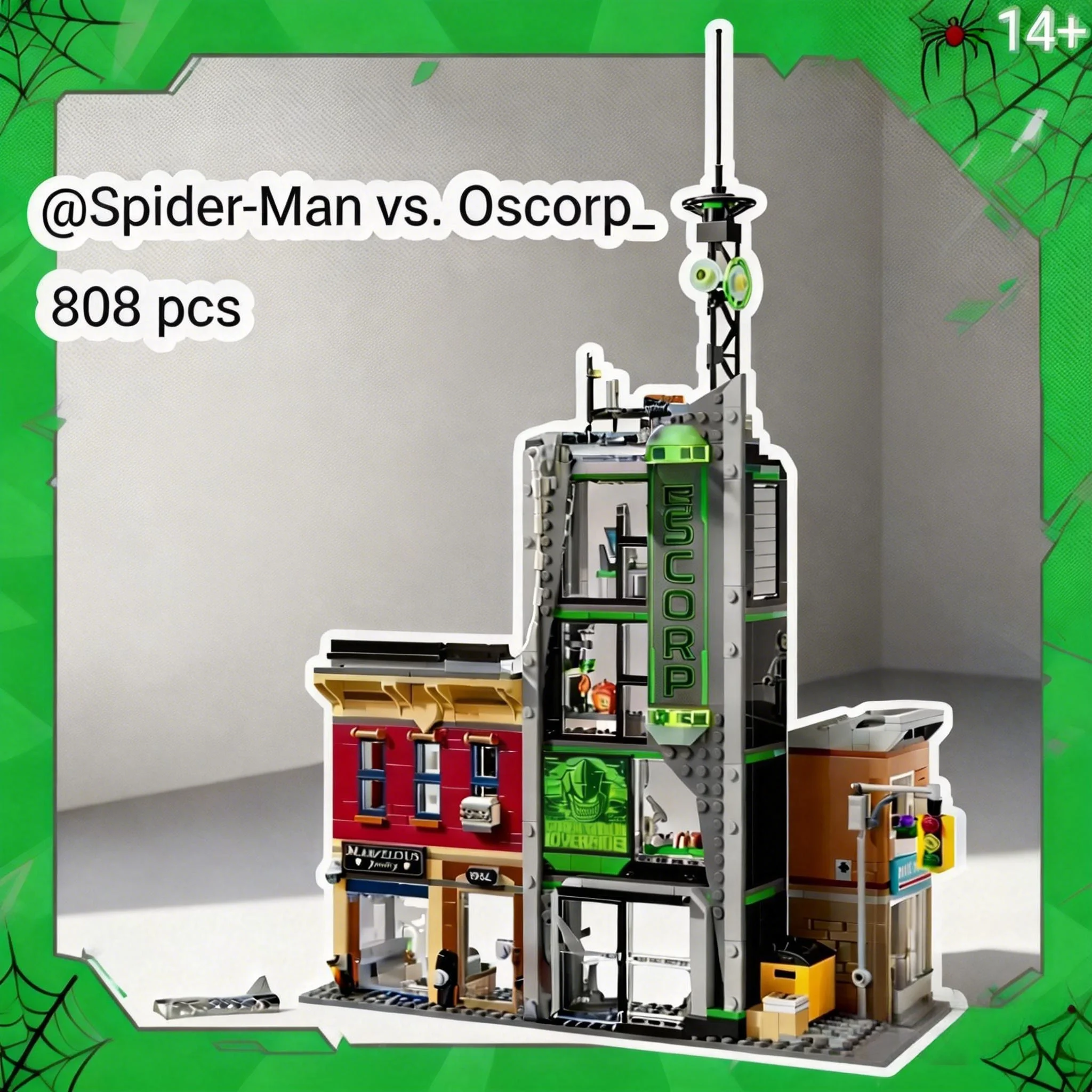 

В наличии: Конструктор MOC-76324 «Знаменитый герой кино: Битва в башне Оскорп» (808 деталей) – креативная модель, игрушка, подарок на день рождения