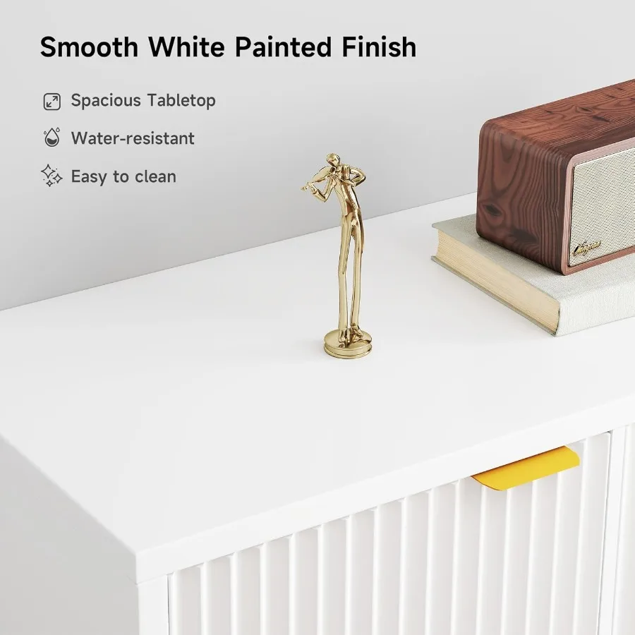 خزانة بوفيه جانبية مخددة حديثة 47 طاولة بوفيه مع مساحة تخزين مع بابين و3 أدراج ورف قابل للتعديل لبار القهوة كابي #3