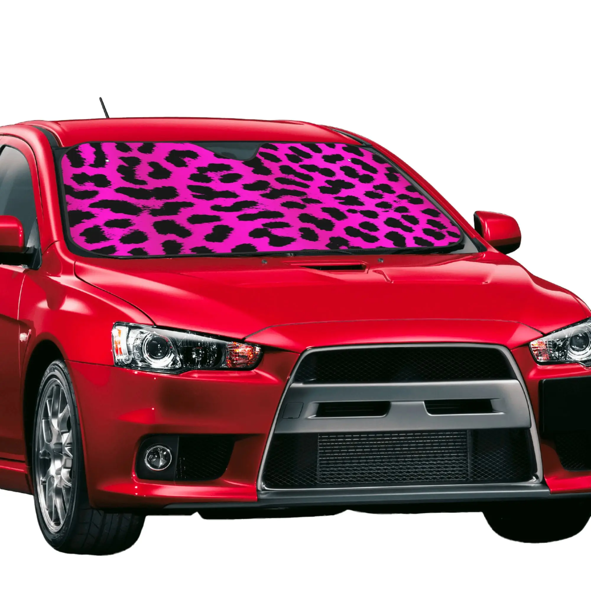 Windshield Sun Shade Car Pink Leopard Pattern Animal Cheetah Solar Reflector Protector Visor Screen Cover Vehicle Windscreen