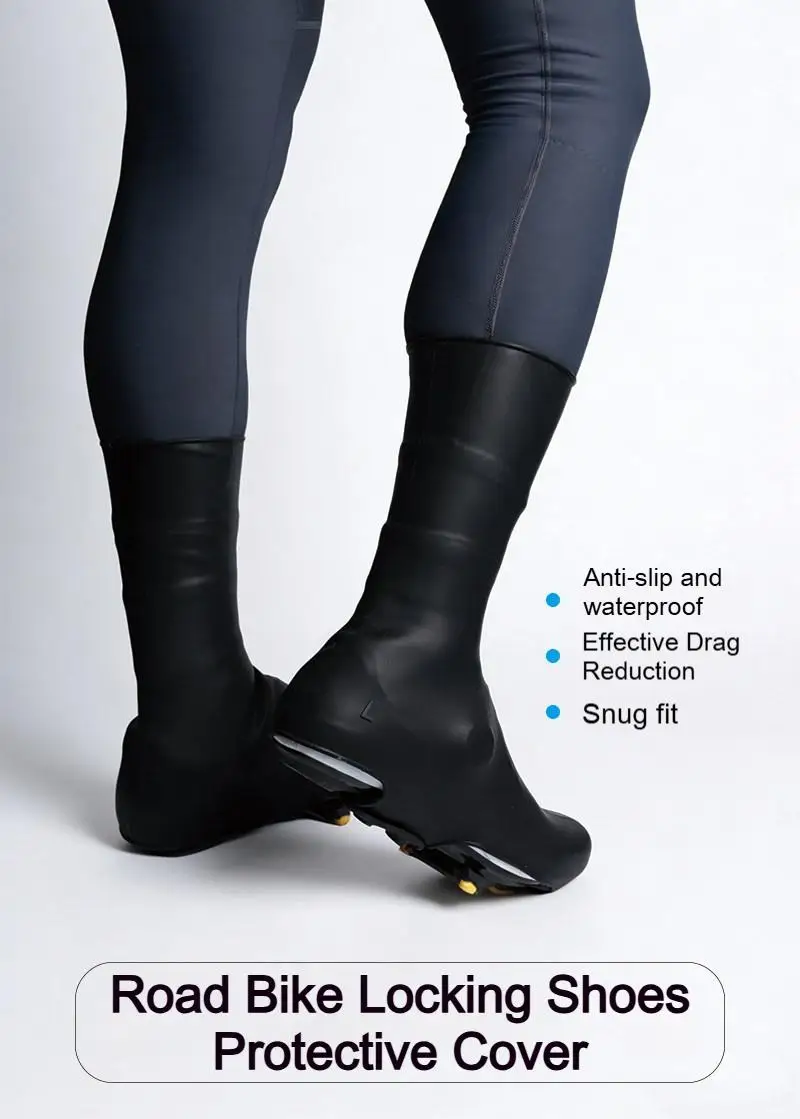 Rennradschuhe, Silikon-Schuhüberzieher mit Verriegelung, winddicht, wasserdicht, leicht zu reinigen, für Renn- und Mountainbike-Zubehör. – Detail 4