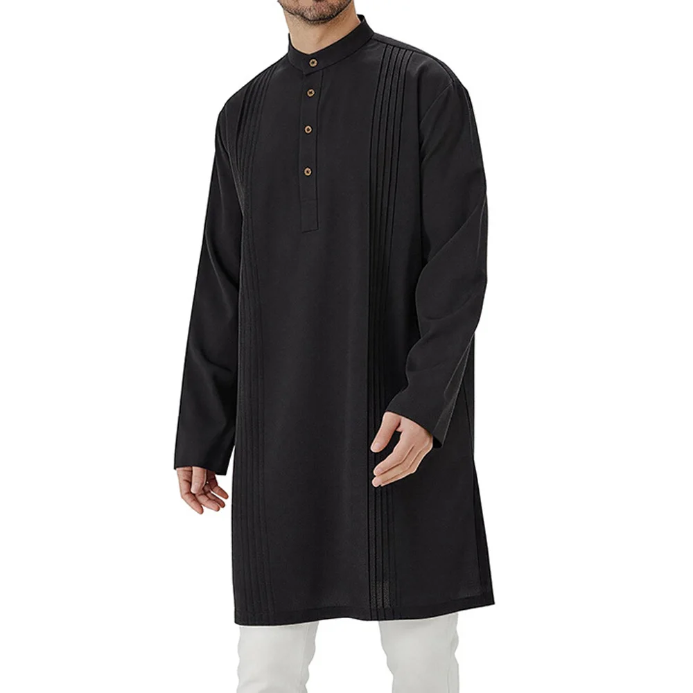 

Новая мужская мусульманская одежда: длинные рукава, пуловеры, робы, исламские арабские кафтаны, ближневосточные дубайские абайи, топы, рубашки, джуббы, тобы