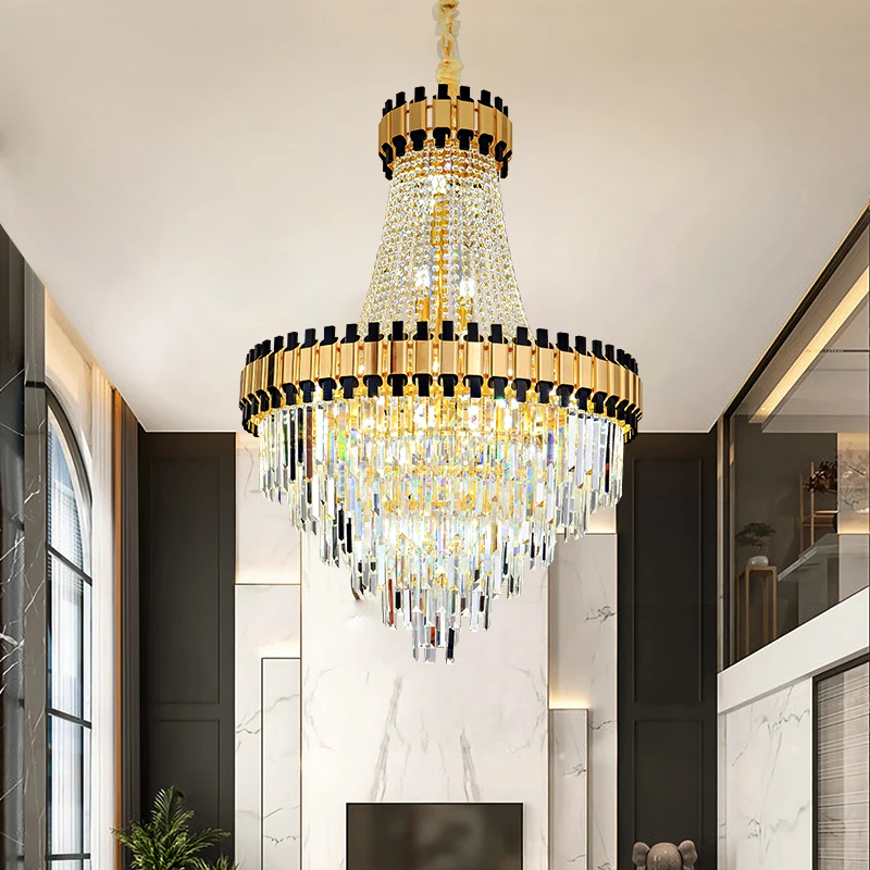 Duplex Loft Hollow Villa Crystal Large Chandelier PostModern Living Room Hotel Lobby Light Luxury Pendant Light 85-265V