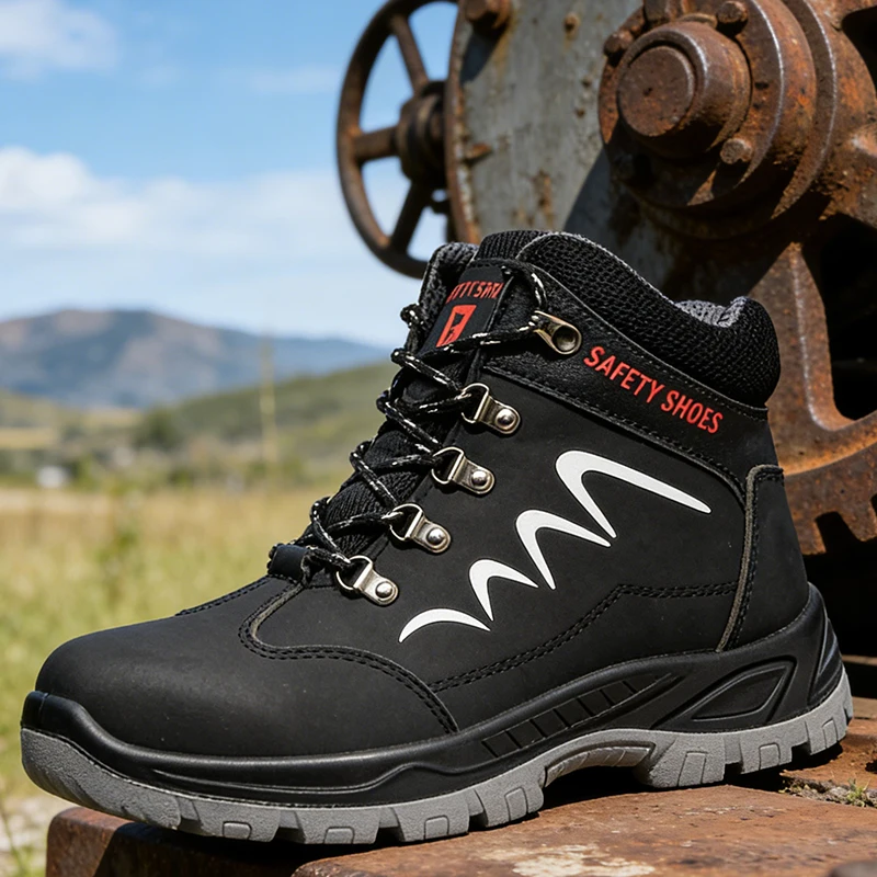 Men's Winter Work Safety Shoes, Steel Toe Anti-Smash Anti-Stab Work Sneakers, Durable Protective Boots for Outdoor