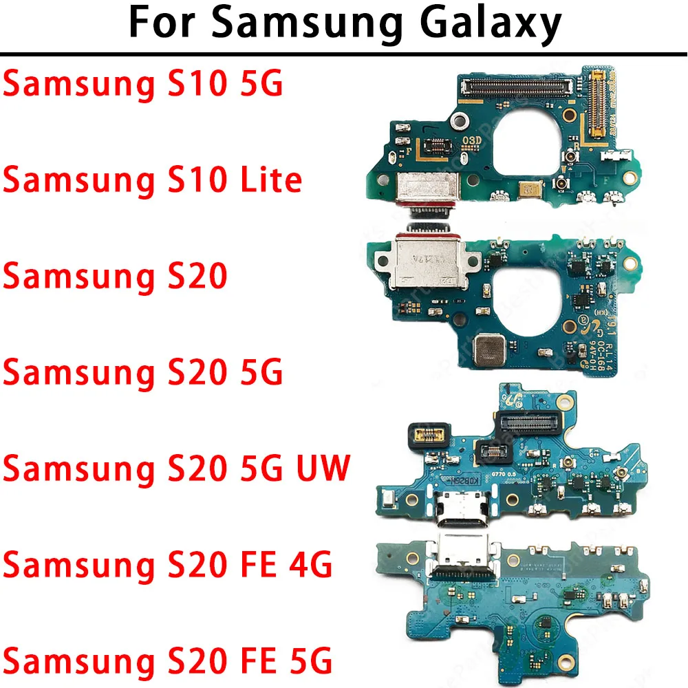 Charging Port For Samsung Galaxy S10 Lite S20 FE 4G 5G UW G977 G770 G980 USB Charge Board PCB Dock Connector Flex Spare Parts