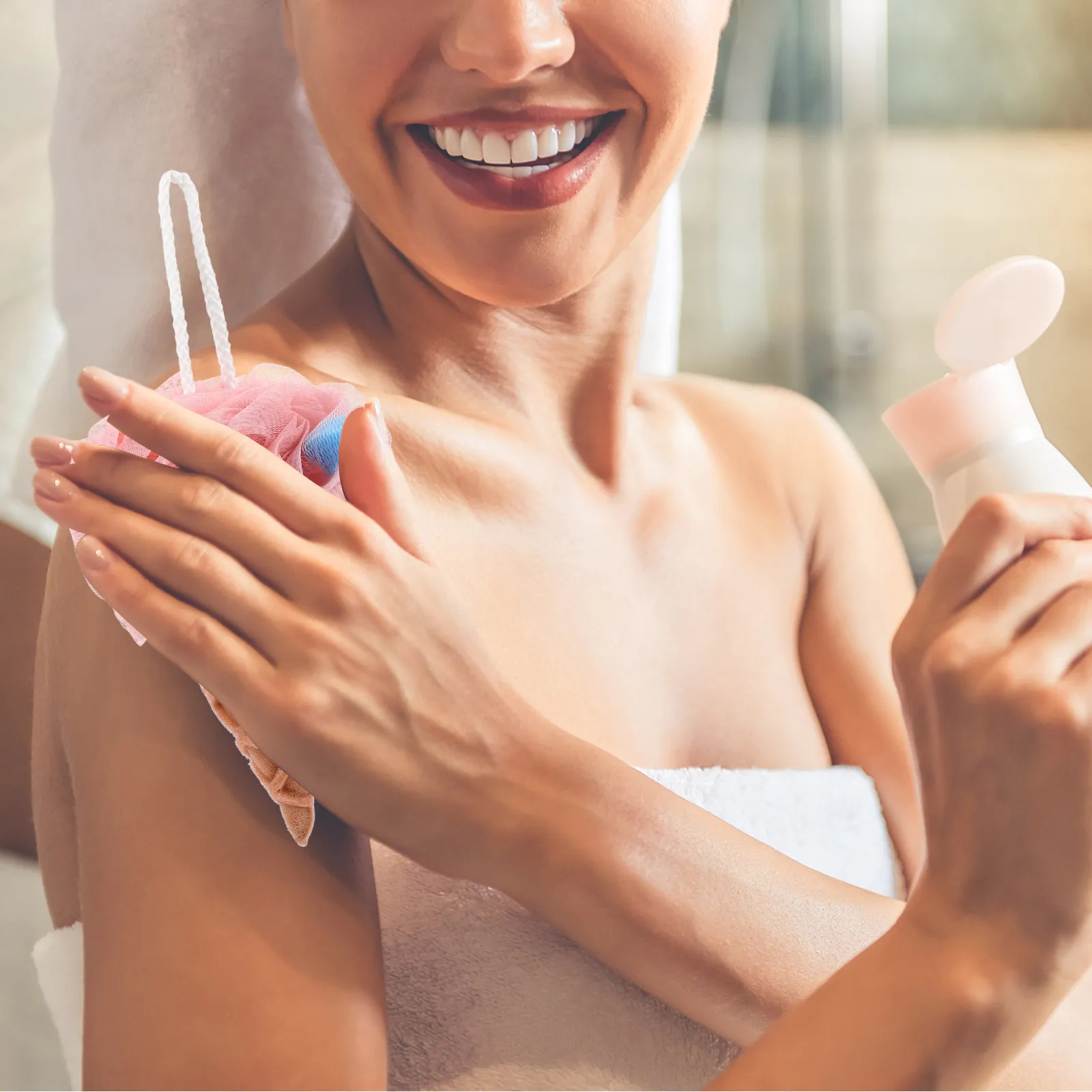 

2Pcs Ice Cream Bath Ball Sponge White Pink Soft Body Exfoliation Shower Accessories Quick Dry Hanging Storage Bath Sponge