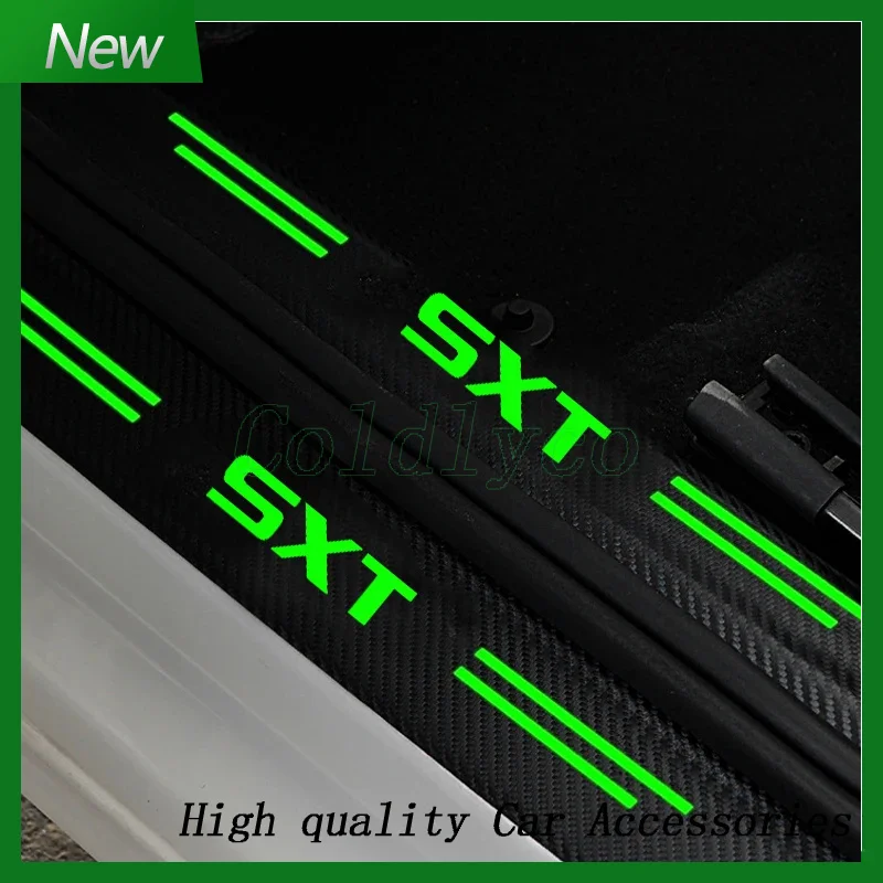 Luminous Car Door Threshold Sill Protective Plate Rear Trunk Bumper Sticker For SXT sxt letter CARAVAN CALIBER RAM Accessories