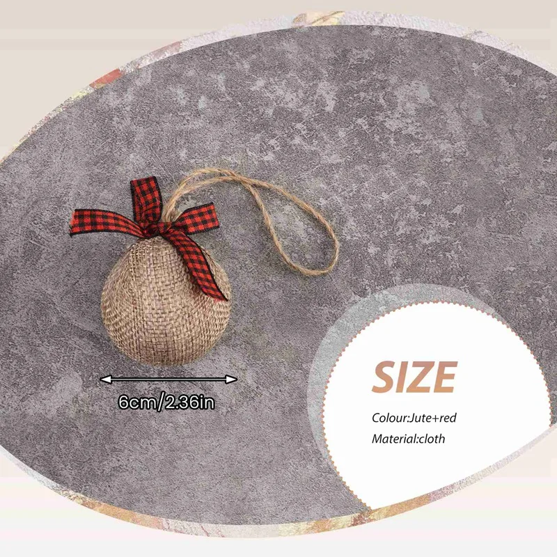 زخرفة شجرة عيد الميلاد، 12 قطعة 2-1/2 بوصة أحمر أسود تحقق خياطة الخيش زينة عيد الميلاد