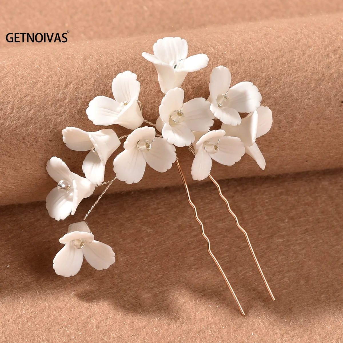 White Flower Hair Sticks Forks Elegant Floral Headpieces Chinese Style Hairpin Women Headdress Girls Hair Jewelry Accessories