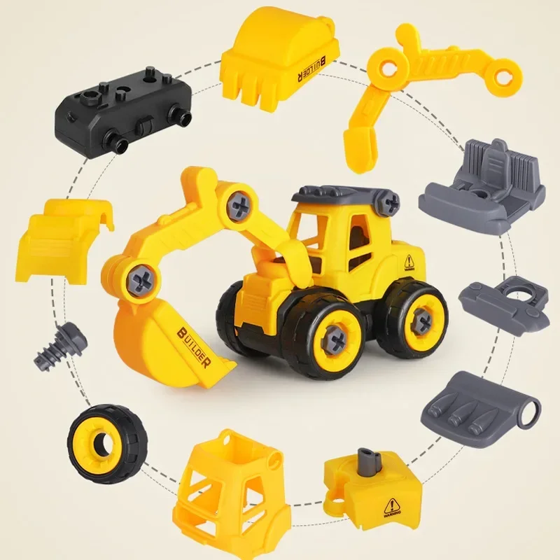 DIY Children's Assembly Engineering Vehicle Detachable Excavator Screw Parent-child Interactive Educational gift Toy Set for Boy