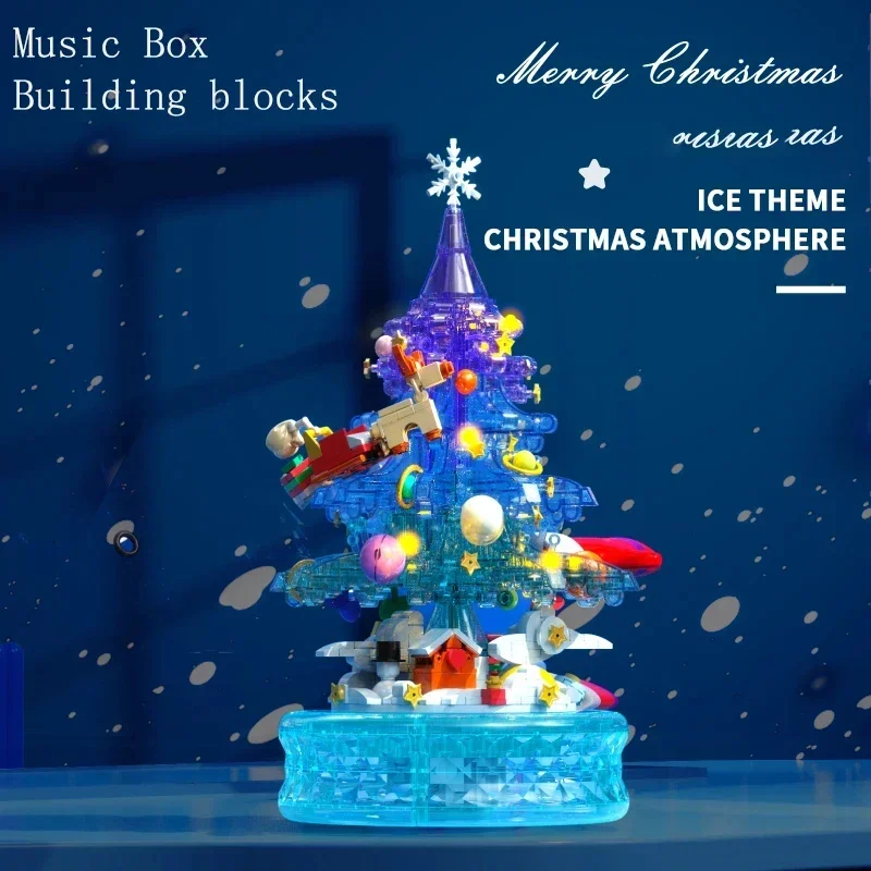 Fantasy Christmas Tree Music Box Building Blocks Romantic Lighting Music Box Desktop Decoration Kids DIY Bricks Toys Girls Gifts