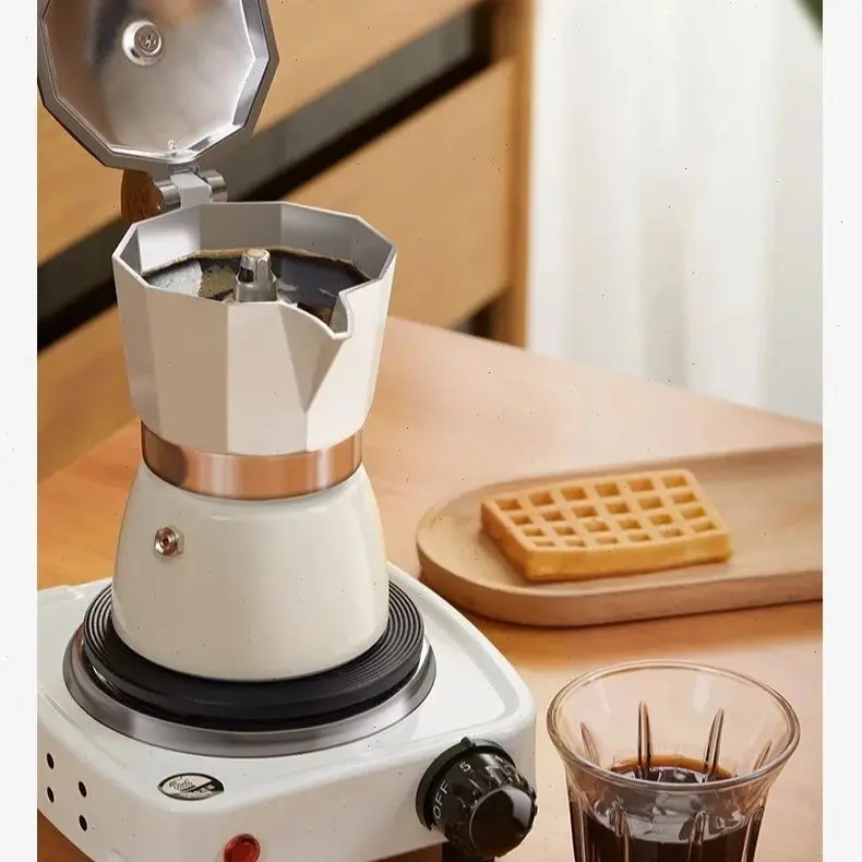 Round-bottomed Moka Pot Single Valve Small Household Coffee Maker Pour-over Coffee Maker Set Espresso Equipment