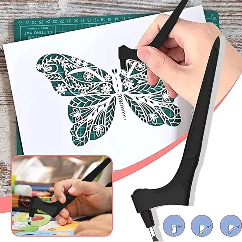 1/4sets Craft Cutting Tools With 360 Degree Rotating Blade Paper-Cutter Art Carving Tool Stainless Steel Portable Cutter Knife