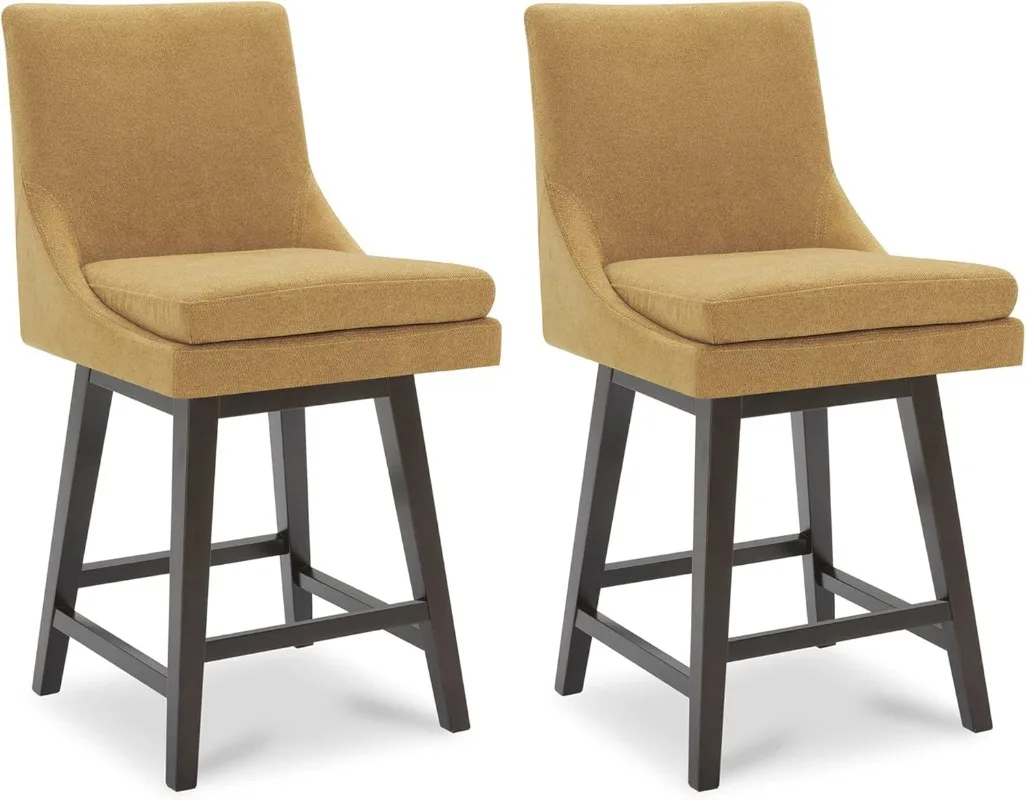 

Counter Height Swivel Barstool with Back Set of 2 FSC Certified Upholstered Fabric Bar Stool 26.8" H Seat Height