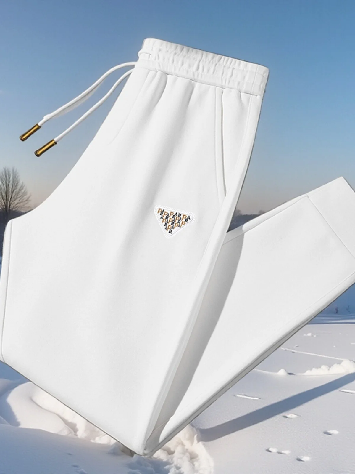 

Luxury Embroidered Heavy Work White Casual Sports Pants Men's Faion Breathable Long Trousers Youth Active Sle mid Waist