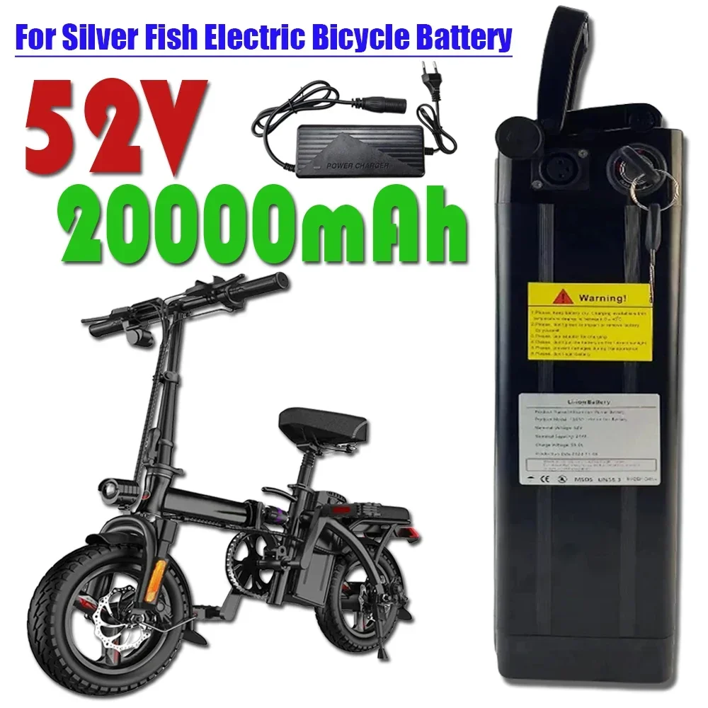 

52v 20ah for silver fish ebike battery silver fish 18650 48v lithium ion electric bike battery 500w 350w 750w 1000w 1500w motor