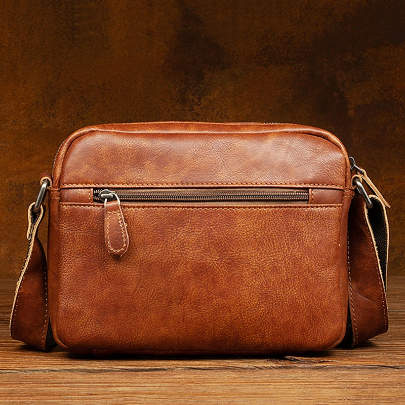 New Vintage Real Leather Shoulder Messenger Bags for Men Casual Versatile Magnetic Buckle Crossbody Bag Fashion Man\'s Bag