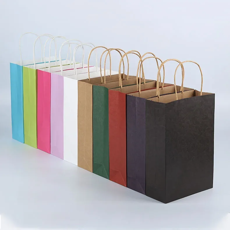 10/20/30/40/50/80pcs 15x21x8cm Kraft Paper Gift Bag with Handle Wedding Birthday Party Gift Package Bags for Christmas