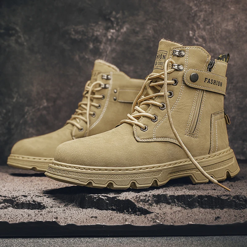 

Men's Works Boots Winter Autumn Anti-slip Male Sneakers Desert Tactical Boots Outdoor Travel Wear-resistant Man Shoes for Men