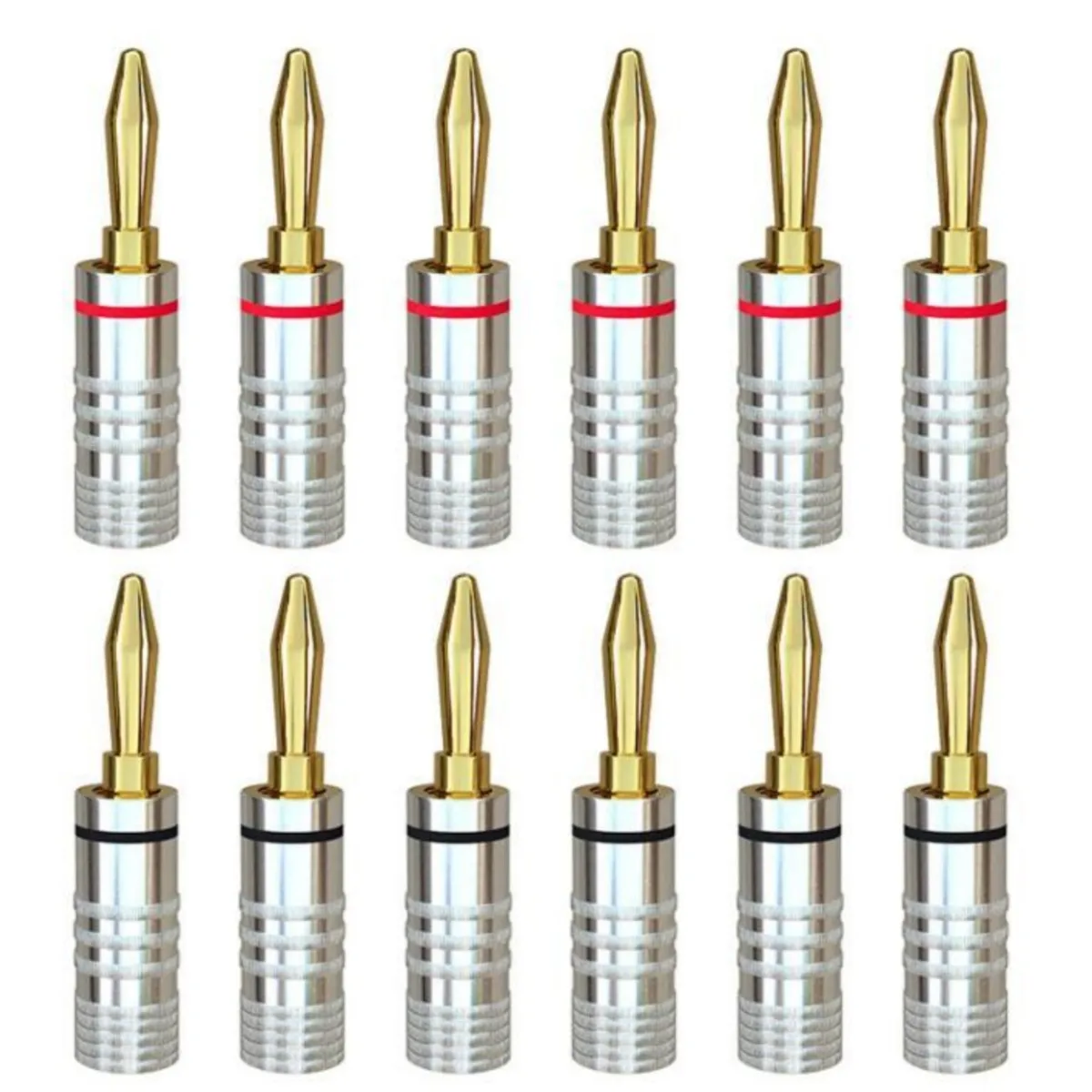 100 Stuks/50 Paar Hoge Kwaliteit Nieuwe 24K Gouden Speaker Bananenpluggen Voor Video Speaker Connector Zwart Rood Kleur