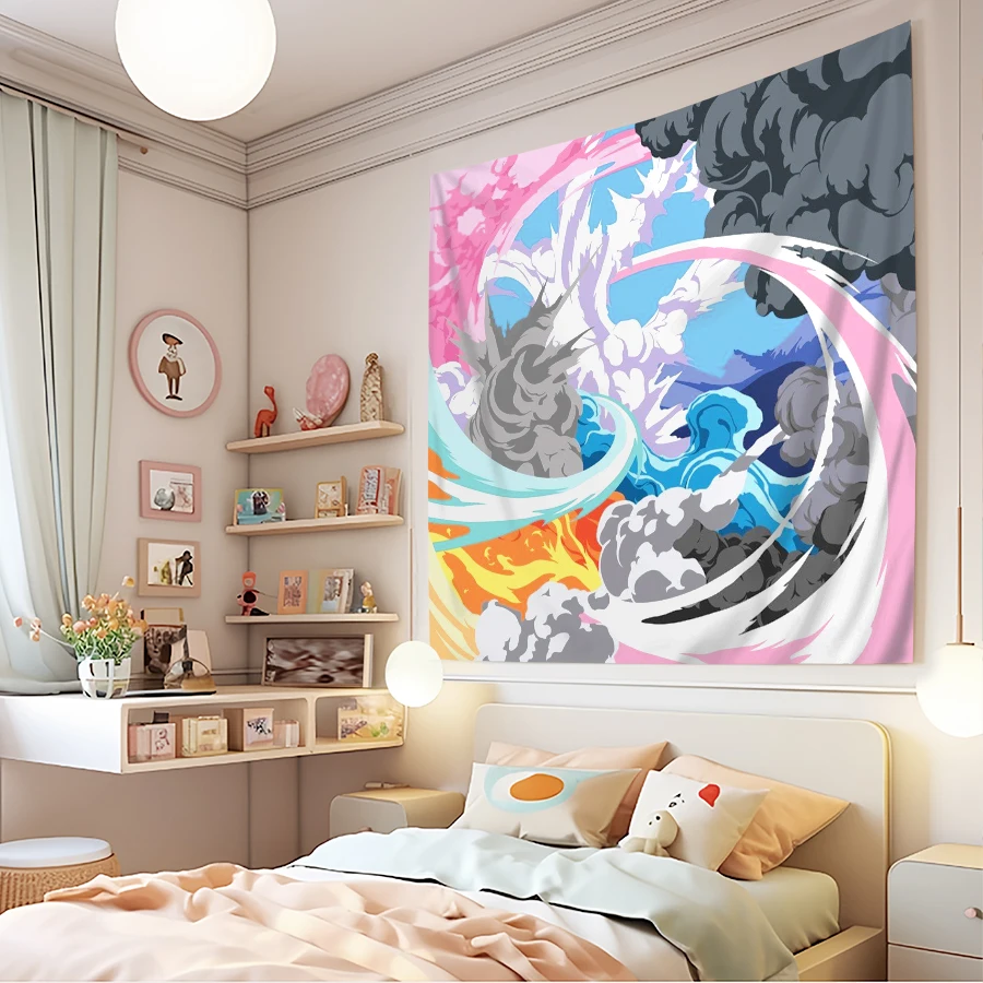 1PC Tapisserie murale à impression numérique, nuages de dragons colorés, mythologie asiatique, décoration de créatures fantastiques traditionnelles chinoises