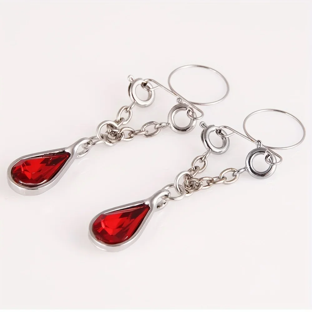 1 Pairs Non Piercing Fake Nipple Rings, Water Drop Heart Shaped Dangle Nipple Clips - view 5
