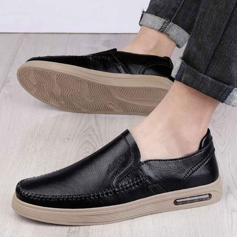 

Фирменная Новинка, кожаная мужская обувь ручной работы, Нескользящие модные кроссовки на толстой подошве, деловые повседневные лоферы на плоской подошве, мужская обувь для вождения