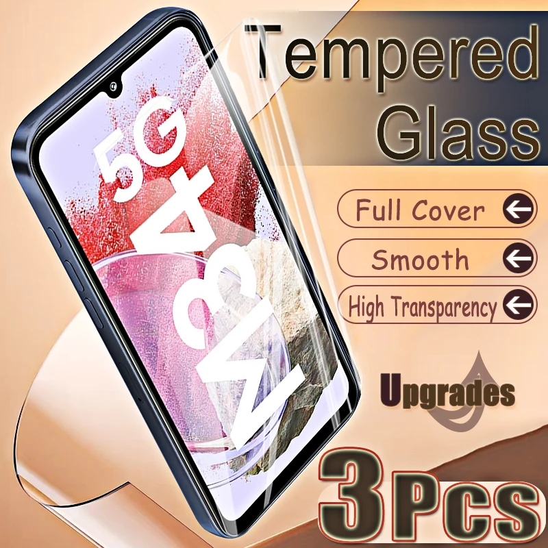 Upgrade 3PCS Fingerprint-Unlock Protect 9H gehärtetes Glas für Samsung Galaxy M34 5G M 34 Anti Explosion HD Displayschutzfolie