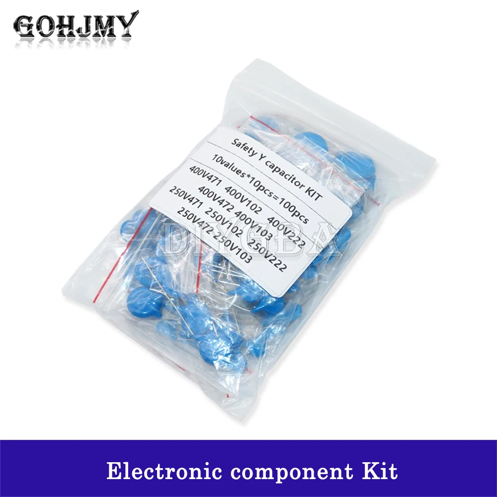 DIY KIT 100PCS/Set Safety Y Capacitor KIT 400VAC 250VAC 471 102 222M 472M 103M 10Values Each 10PCS