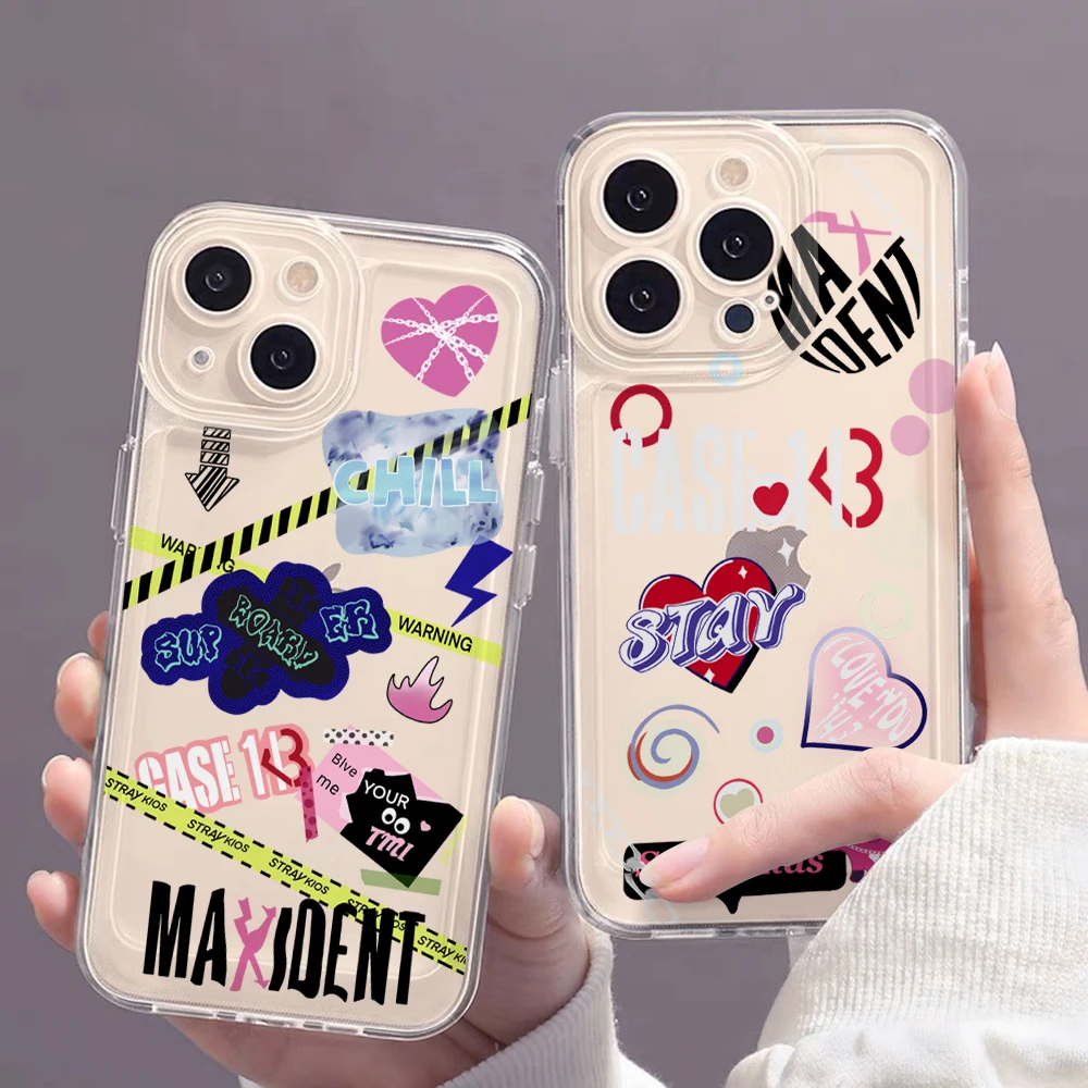 Strays S-SKZS K-KidS MAXIDENTS Phone Case for IPhone 16 15 14 13 12 11 Mini Pro Max X XR 7 8 Plus Transparent Soft TPU Cover