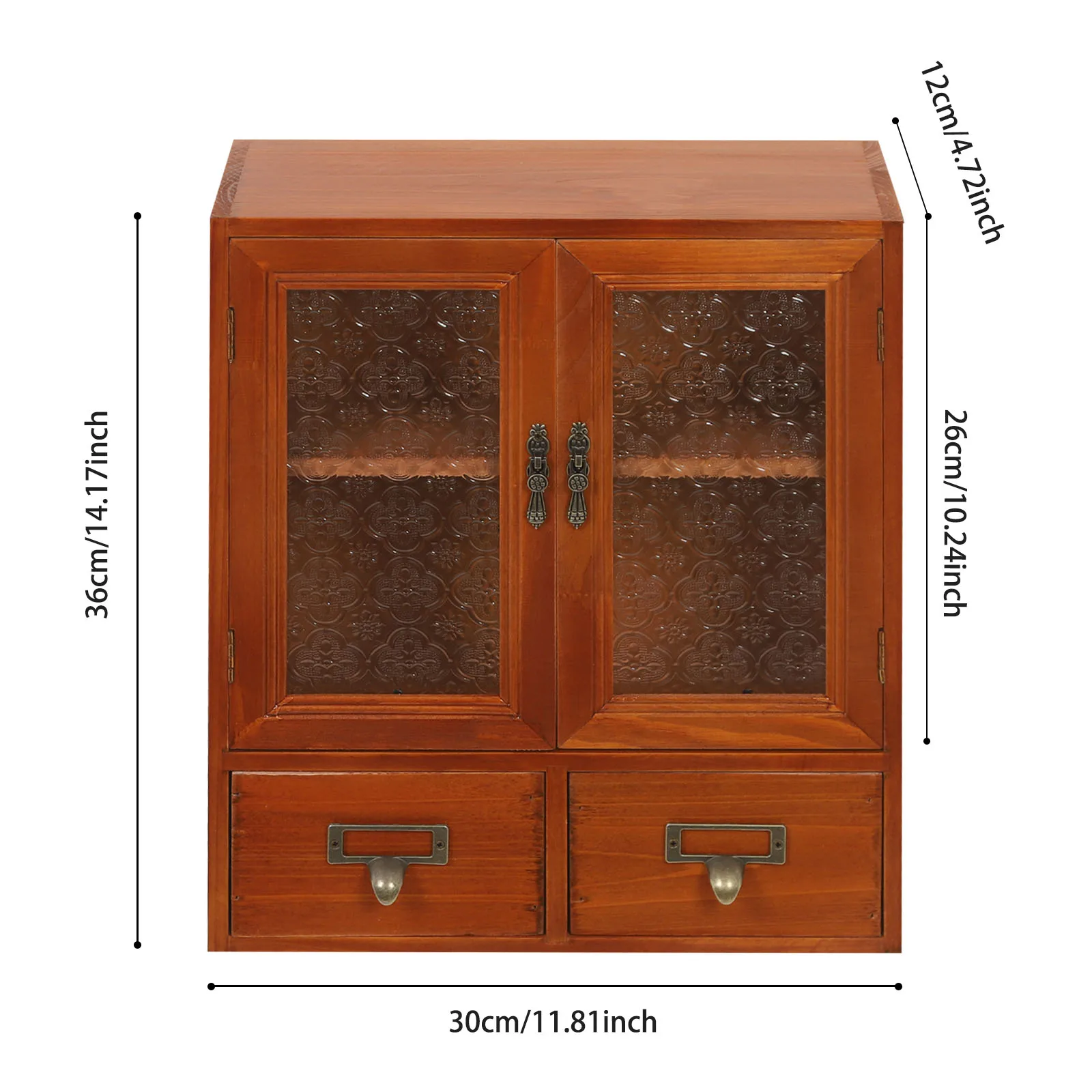 

11,81*4,72*14,17 дюймов, коричневый деревянный шкаф для хранения, 3-уровневый шкаф для хранения с двойной дверью для гостиных, кухонь, офисов