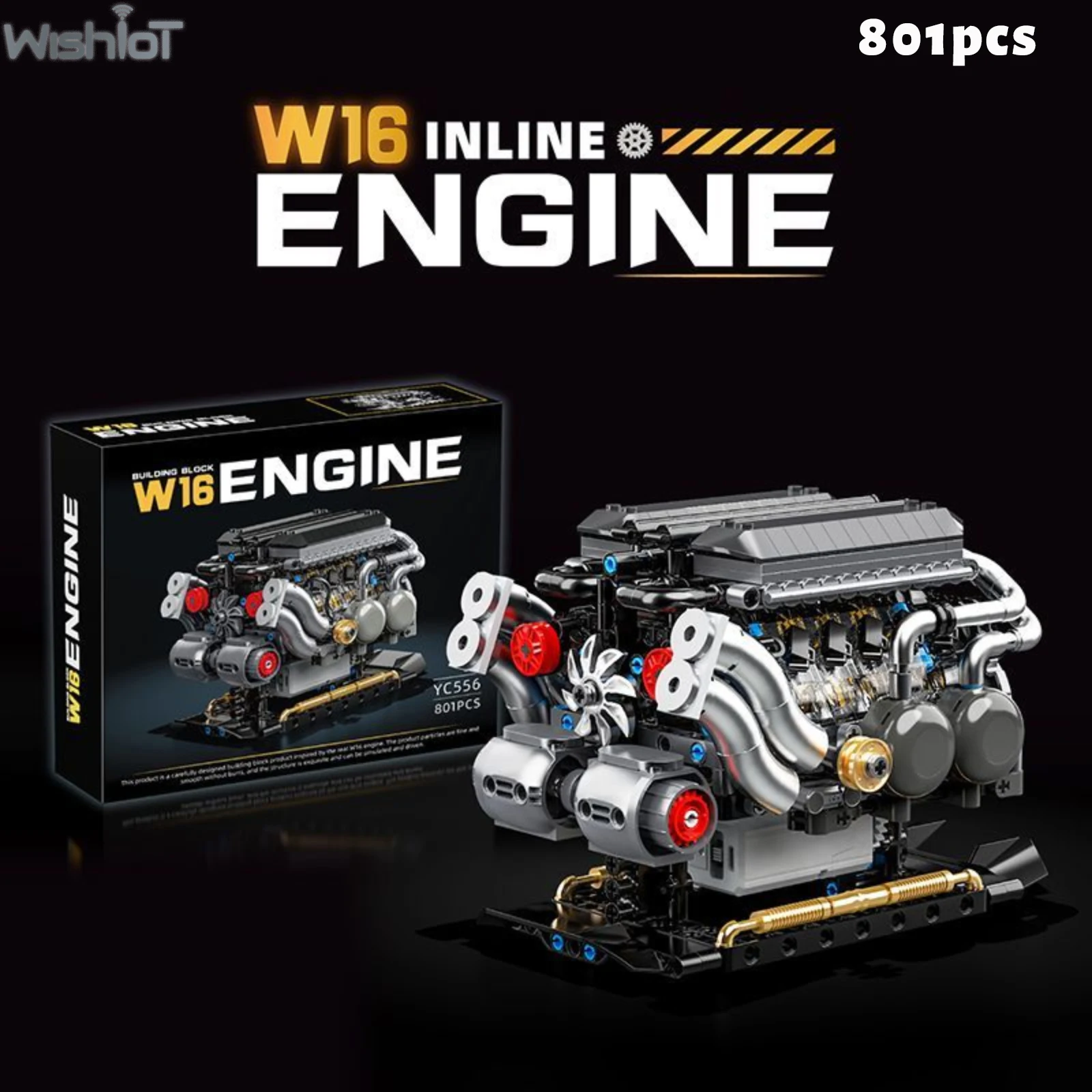 YC556 W16 Engine MOC Building Blocks Mechanical Simulation Engine Model 801PCS Bricks Desktop Ornaments Assembly Toy Boys Gifts