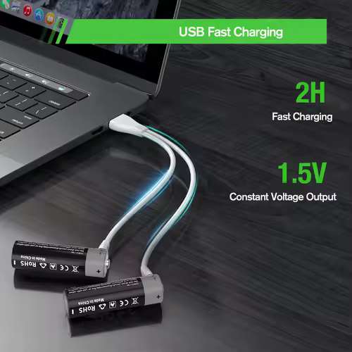 Kuugro Li-ion AAA and AA Rechargeable Batteries USB Lithium-ion 3400mWh 1.5V AA Rechargeable Batteries+1100mWh 1.5V AAA Battery - Image 4