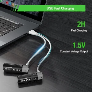 بطاريات MATOV Li-ion AA و AAA قابلة لإعادة الشحن USB ليثيوم أيون 3400 ميجا واط في الساعة 1.5 فولت AA بطاريات قابلة لإعادة الشحن + بطارية 1100 ميجا واط في الساعة 1.5 فولت AAA أفضل 6 بطاريات قابلة لإعادة الشحن 1.5 فولت - رقم 6