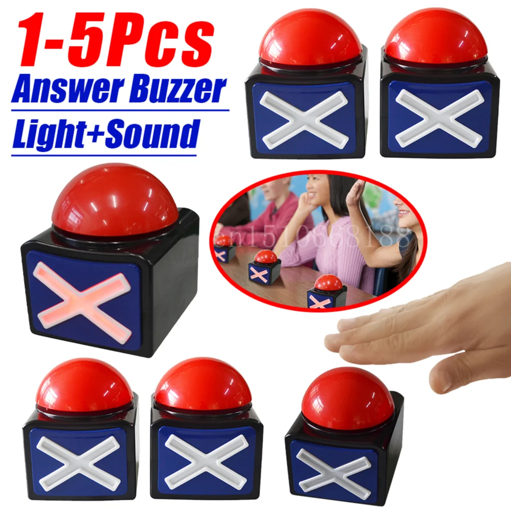 

1-5PCS Red Answer Buzzer Alarm Button Box with Sound and Light Play Buzz Button Contest Answer Buttons for Game Show/ Party