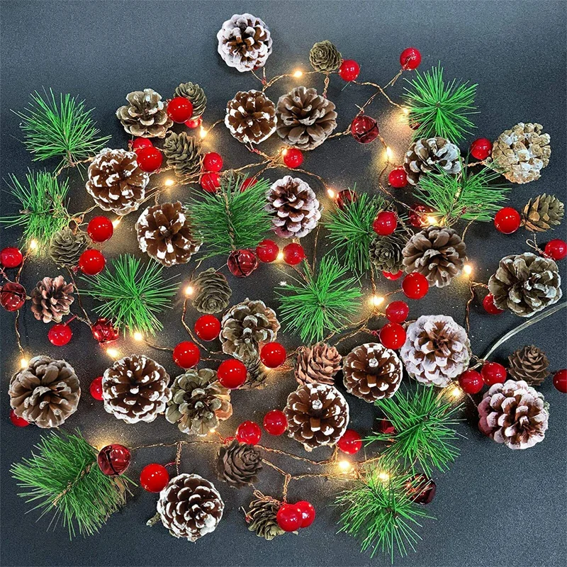 Christmas LED String Light Outdoor Waterproof Pine Cone Light Battery Box LED Copper Wire Fairy Garland Patio Decorate Lamp