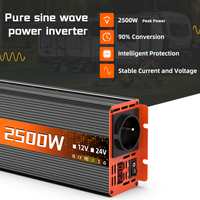 Pure Sine Wave Inverter DC 12V to AC 220V 60HZ EU socket 2500W LED Voltmeter Converter Transformer For Home RV Car Accessories