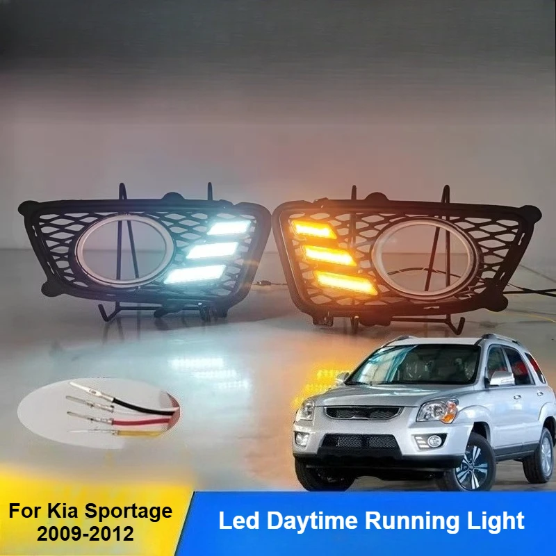 

For Kia Sportage 2009 2010 2011 2012 Led Daytime Running Light Flowing Turn Signal Front Fog Lamp Modification Accessories