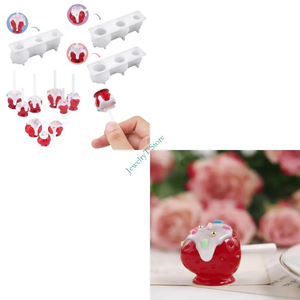 

LX9D Creative Apples and Strawberry Candy Shaped Silicone Mold For Resin Keychains Jewelry Making DIY Crafting Tool