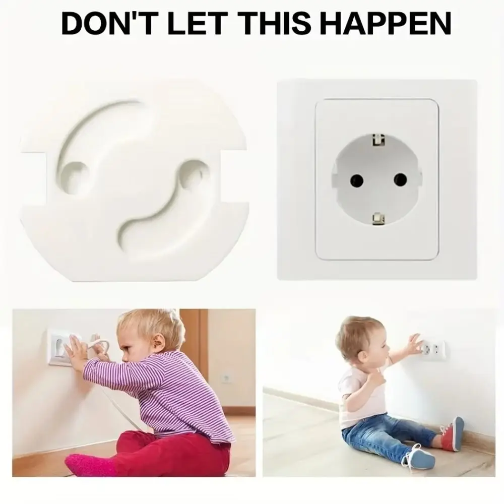 

New Plastic Electric Outlet Cover White Two Phase Plug Protection Covers Unisex Safety