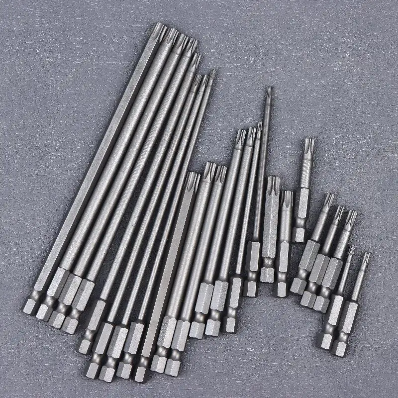 

8Pcs/set 50mm/100mm/150mm S2 Steel Torx Screwdriver Bit Set 1/4 Inch Hex Shank Magnetic Star Bit T8-T40 For Drill Wrench