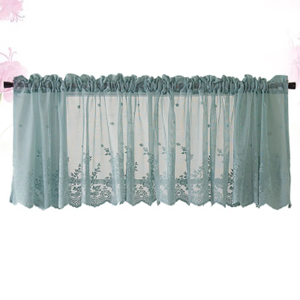 

Lace Curtains 74X61Cm Blue Short Window Curtain Premium Polyester Half Curtain For Kitchen Room Balcony Toilet