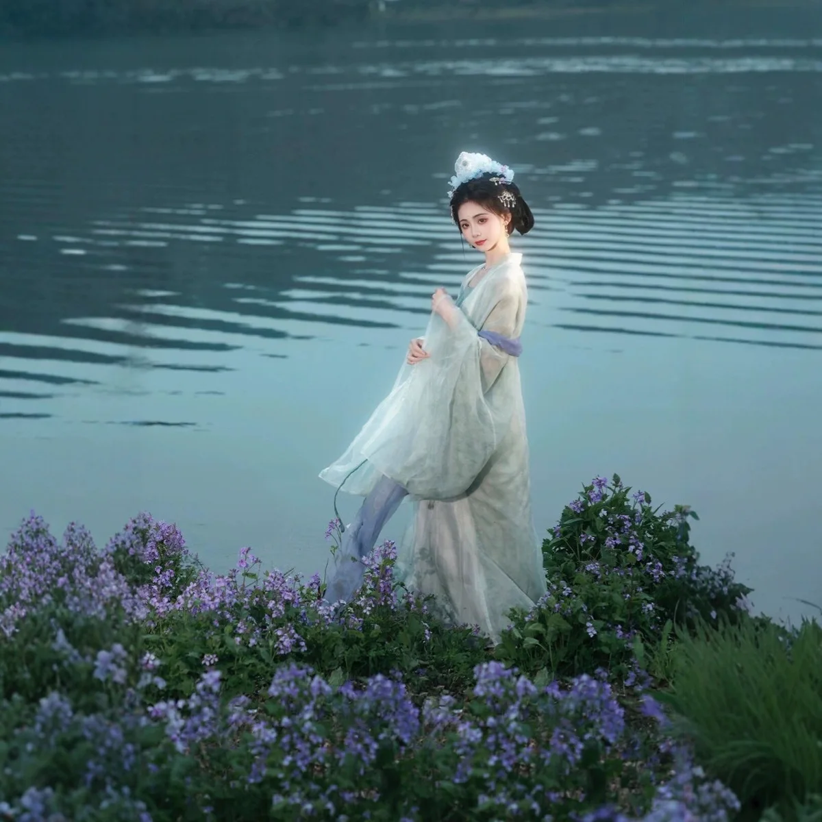 ملابس هان الصينية التقليدية من Song Hanfu قطعة واحدة نظيفة وباردة الرياح فائقة الخصر عالية فستان مناسب للاستخدام اليومي