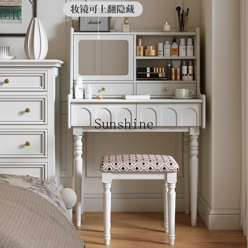 

French solid wood piano dresser master bedroom small apartment retro style light luxury makeup table