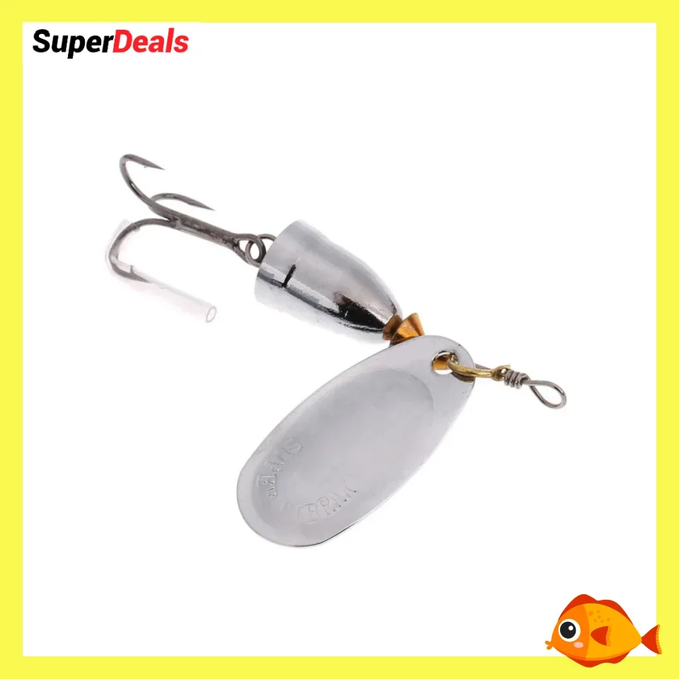 Metal Hard Lure 6g Artificial Spinner Rotating Brass Spoon Bait Treble Hook Fishing Tackle For Pike