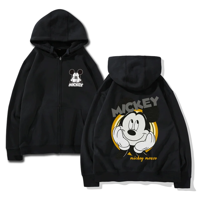 cartoon couple outfit sports hooded zipper jacket Disney  Mickey Mouse Minnie hooded cardigan sweatshirt