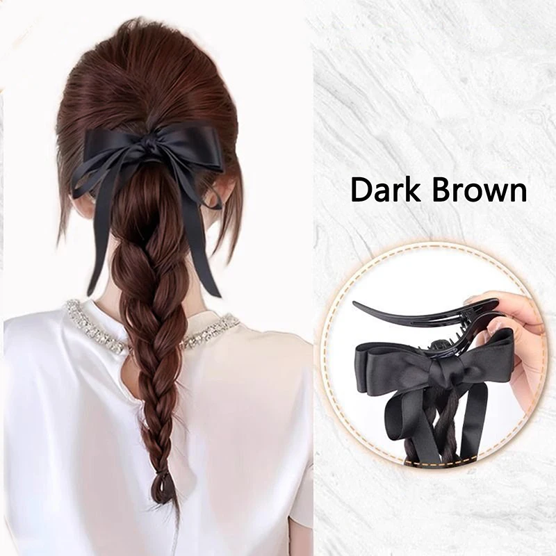 الحلو ذيل حصان تمديد شعر مستعار كليب القوس ذيل حصان وصلات شعر ذيل حصان مشبك شعر للنساء الفتيات 40 سنتيمتر الضفائر وهمية